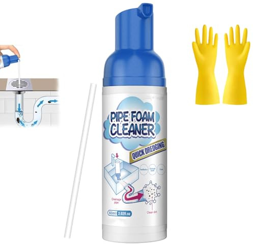 Drain Cleaner, Fly Foam Disposal Cleaner, Foaming Drain Cleaners and Deodorizer, Spiral Sink Cleaners Foam for Bathroom Sink, for Kitchen and Washbasin, With Tube (1)