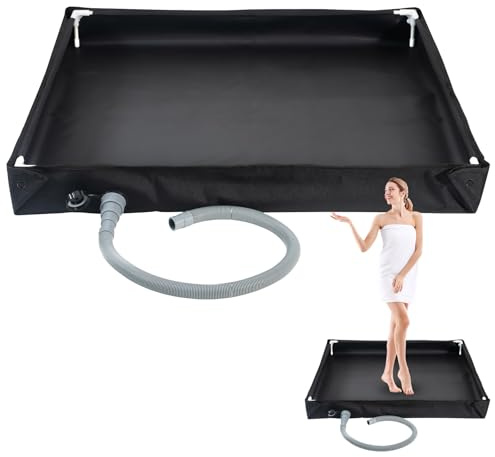 Bohrma Portable Shower Tray, 2-in-1 Foldable Camping Shower Base, Portable Shower Tray, Mobile with Drain Pipe, Foldable Shower Base, Portable, 80 x 80 x 10 cm, Durable Oxford Waterproof Tent Awning