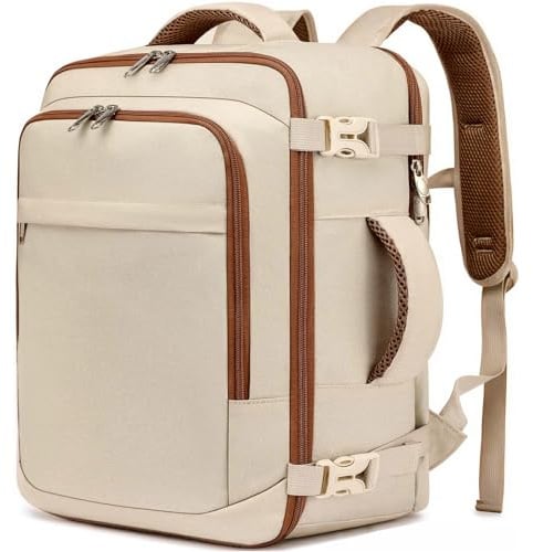 ENZOSUM Handgepäck Rucksack 40x20x25 für Ryanair Handgepäck Rucksack 20L | Klein Reiserucksack für Flugzeug Handgepäck Tasche 14 Zoll Laptop Rucksack für Herren Damen,Beige