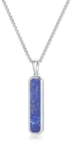 GAVU Dog Tag Halskette für Herren mit rechteckigem Anhänger aus Edelstein und goldener oder silberner Edelstahlkette