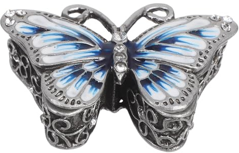 Cabilock Schmetterlings SchmuckkäStchen Mini Metallbox mit Emaille Vintage Design für Halsketten Ringe Ohrringe Reise Schmuckkoffer Kleine Schmuckdose zur Aufbewahrung