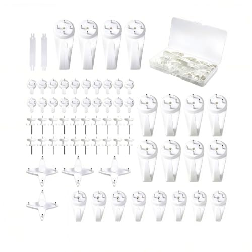 Picture Haning Kit, 67Pcs Non-Trace Picture Hooks Kit for Hard Walls Concrete Wall and Cement Wall , 4 Sizes Hanging Hook for Frames, Art