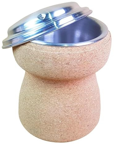Refrigeratore per vino e spumante in sughero, grande refrigeratore per bottiglie a forma di tappo di spumante, diametro interno di 10 cm, esterno in sughero pressato, interno in acciaio inox, prodotto
