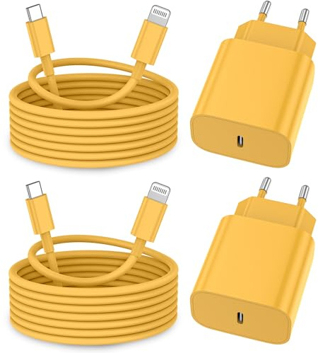 iPhone Ladekabel, [MFi-Zertifiziert] 2er Pack iPhone Ladegerät Apple Ladekabel 2M,USBC Schnellladegerät mit USB C auf Lightning Kabel für i Phone 14 13 12 11 Pro Max XS XR X 8 7 6 Plus 5 iPad,Gelb