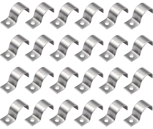 NIYATA 24 Stück Befestigungsschelle 12mm, U-Rohrschelle Edelstahl 304, Einzelloch Rohrclip 1,5mm Dicke für Rohre, Kabel & Wasserleitunge