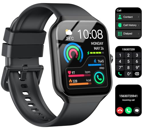 Jugeman Smartwatch Uomo Donna, 1.96 Orologio Smartwatch con Effettua/Risposta Chiamate, 113+Sportive Smart Watch con Contapassi/Cardiofrequenzimetro/Sonno, Impermeabile IP68 Fitness Tracker