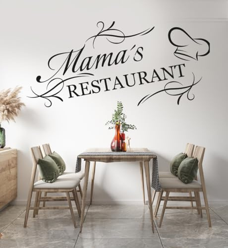 tjapalo® S-pkm86 Wandtattoo Küche Wandaufkleber kochen Esszimmer Spruch Mama's Restaurant (B58 x H28 cm)
