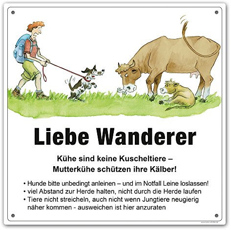 Schild Achtung - Kühe für Wanderwege/Vorsicht Kuhweide