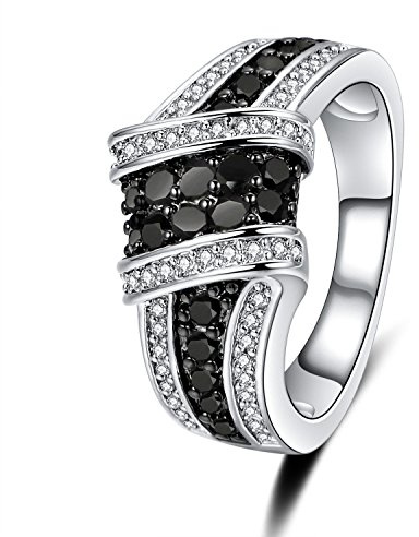 Uloveido Lady Schwarz Gun plattiert Unendlichkeitsknoten Criss Cross Ring für Frauen Hochzeit mit schwarzen CZ Stones Y423