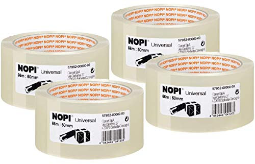 Nopi 4 Rollen Universal Paketklebeband transparent - 66m, 50mm