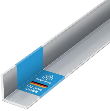 thyssenkrupp Winkelprofil Aluminium 50 x 50 x 2 mm in 2000 mm Länge | Aluwinkel Winkel L-Profil Aluprofil | EN AW-6060