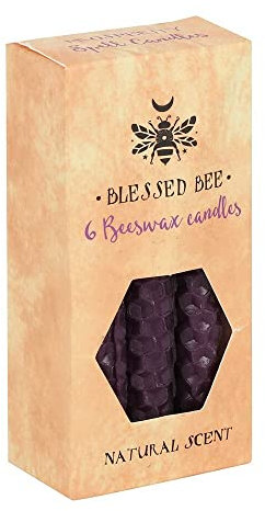 Majestic Purple Beeswax Spell Candles - 11cm x 5.5cm (Pack of 6) - Long-Lasting & Vibrant Decor, Magical Ambience – Perfect for Home & Office