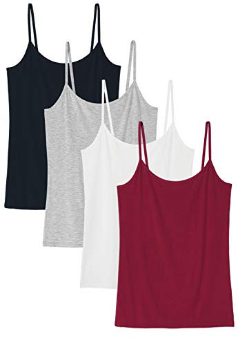 vislivin Camiseta sin Mangas con Tirantes Finos Ajustables con Camisola sólida básica para Mujer Negro/Gris/Blanco/Vino Rojo M