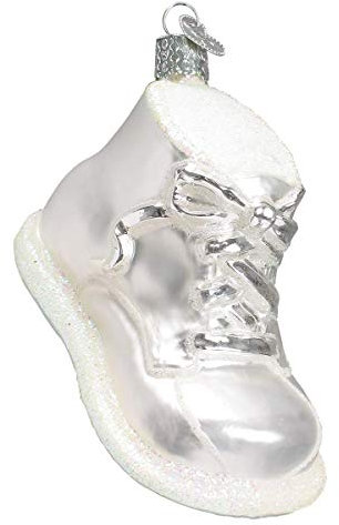 Old World Christmas Ornaments Weiß Babyschuh Glas geblasene Ornamente für Weihnachtsbaum