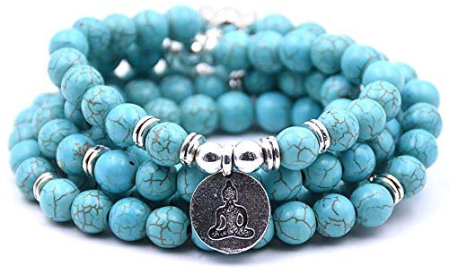 Self-Discovery Natur, 108 Perlen, Mala, Armband, Halskette, Schmuck, Meditation, mit Yoga-Charme, One Size, Stein