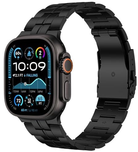 baozai Cinturino in titanio compatibile con Apple Watch da 45 mm, 44 mm, 42 mm, cinturino in titanio solido aggiornato per Apple Watch serie 7/6/5/4/3/2/1/SE, da uomo, sport e lavoro, 49mm