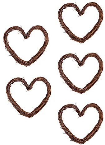 Milisten Wedding Decor 5pcs Rattan Wreath 20cm Heart Shape Rattan Wreath Diy Crafts for Wedding Party Door Garland Home Hanging Decor Grapevine Wreath