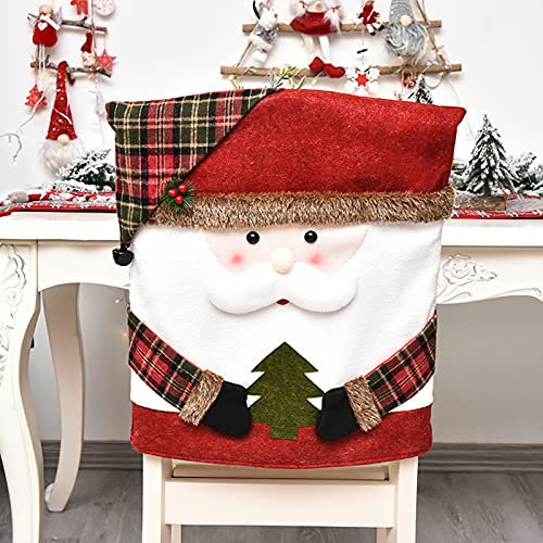 Fofetbfo Stuhlhussen für Weihnachten, Weihnachtsmann, Schneemann, Rentier, Weihnachten, Esstisch, Stuhlhussen für Weihnachten, Zuhause, Küchendekoration, 2 Stück (Weihnachten)