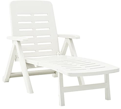 PETSOLA Kstyhome Chaise Longue Pliable/Bain de Soleil Transat/Transat Jardin Exterieur en Plastique Blanc
