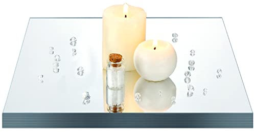 12 Stück Spiegel-Kerzenplatten, quadratische Spiegel für Tafelaufsätze, quadratischer Spiegelkerzenhalter, Tablett mit abgeschrägter Kante, Blume, Tafelaufsätze, Hochzeits-Party-Dekoration (25.4 cm)