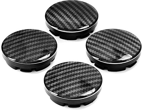 LORGL 4 Stück 56 mm glänzendes 3D-Kohlefasermuster Radmittenkappe Nabenabdeckung für Golf Skoda Yeti Rapid Octavia Fabia Citigo 5JA601 151A