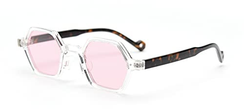 kachawoo Sechseckige polarisierte Retro-Sonnenbrille Promi-Influencer-Sonnenbrille für Street Snap Selfie Ins Trending Shades (purple pink lens)