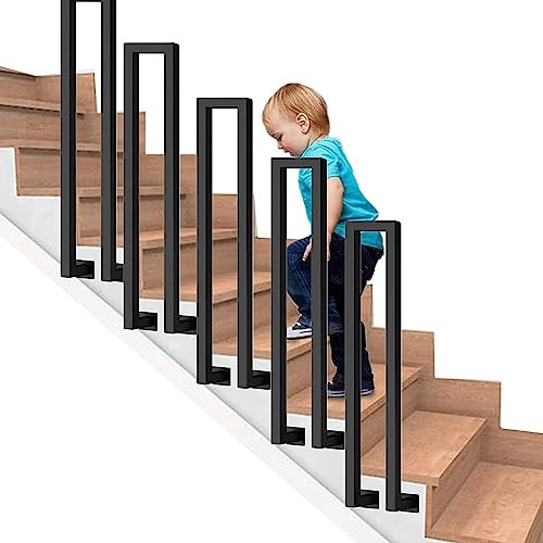 Rampe MAZHONG Main Courante D'escalier en U Nordique Moderne D'escalier Latérale en Fer Forgé pour Intérieur, Extérieur, Villa, Couloir Garde-Corps Décoratif Antidérapant NOI(Size:90CM)