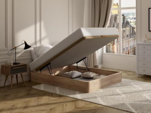 Vente-unique - Sommier Coffre 140 x 190 cm - Naturel Clair - HESTIA de YSMÉE