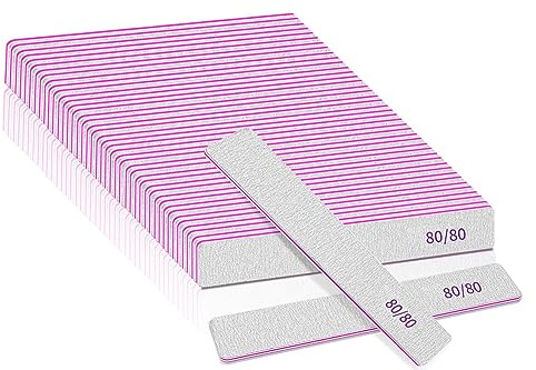 25 lime per unghie, grana 80, grana BLESWIN 80/80, lime per unghie Jumbo per unghie acriliche, lima per unghie double-face per manicure, pedicure e unghie acriliche