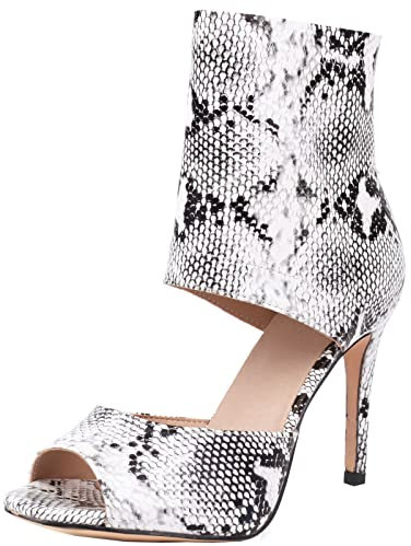 StyliShoes Donne Peep Toe Stivali Corti Estivi A Stiletto Tacco Stivaletti Con Cerniera Posteriore, bianco, 37 EU