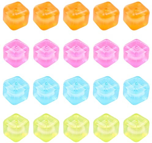 Hsthe Sea 20x Wiederverwendbare Eiswürfel in tollen Farben, Party-Eiswürfel zum Kühlen von Getränken (20 Stück - Würfel)