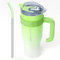 DAYMOO Mug isotherme avec paille et Poignée, Gobelet avec Paille et Couvercle, Tasse Thermos en Acier Inoxydable, Thermos Café Mug avec Couvercle, asse de Voyage Chaud ou Froid - 1.2 L, Vert Blanc