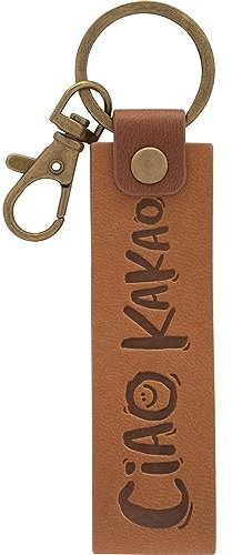 GRUSS & CO Schlüsselanhänger Kunstleder Motiv Ciao | Anhänger aus dunklem Kunstleder mit Motiv Ciao Kakao, inkl. Karabiner | 48390