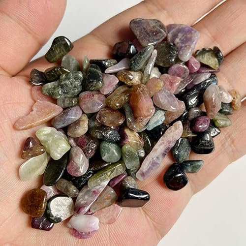 FUERLI Natürliche Kristalle, Quarzsteine, Kies, geeignet for die Dekoration von Heimaquarien kaixun (Color : 18 Tourmaline, Size : 50G)