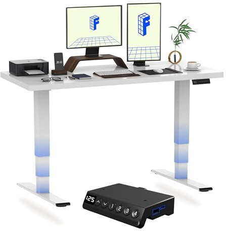 FLEXISPOT E6 MAX 180x80cm Electric Standing Desk with USB Dual Motors 3 Stage Height Adjustable One Piece Sit Stand Up with Memory Smart Panel(White Frame+White Top)