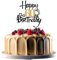JEKUGOT 60th Birthday Cake Toppers, Black and Gold Glitter Cake Decorations, Happy 60th Birthday Cake Toppers for Men and women Themed Party (1pcs)