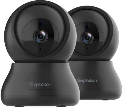Septekon 2K FHD WiFi Camera Security Camera indoor - 360° Pan Tilt Security Camera - Wireless Baby Camera, Pet Camera - Cloud Storage - Night Vision CCTV Camera Works with Alexa - H40i, Black(2 pack