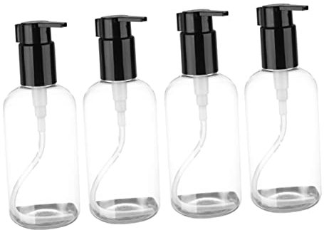 4 Stück durchsichtige Kunststoffbehälter, Flüssigseife, Kunststoff-To-Go-Behälter, Pump-Spenderflasche, Handcreme, Handwaschflüssigkeit, leere Flasche, Reise-Spülmittelspender/168 ( Color : Black , Si