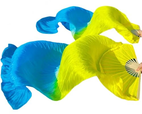 Bauchtanz-Fächer, handgefertigt, Seide, Schleier, Bauchtanz-Fächer (Farbe: Grün, Größe: 120 cm - 90 cm)