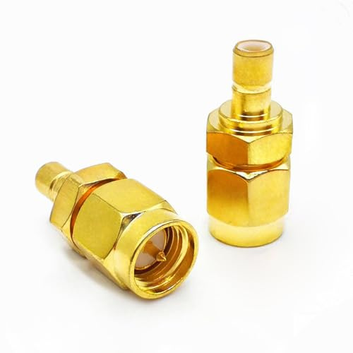 Ahoaepy 2 Stück SMA-auf-SMB-Antennenadapter, verlustarmer SMA-Stecker auf SMB-Stecker Koaxialkabeladapter für DAB-Autoantennen, Audio, Router, Video