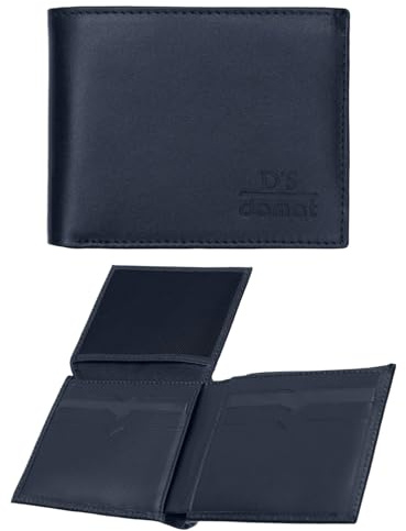 D'S DAMAT Echtleder Geldbörse Herren Geschenkbox, 14 Fächer, Geldbeutel Herren Klein, Hochwertig Portemonnaie Herren, Elegant Brieftasche Herren, Leather Slim Wallets Men, Kartenetui, Marineblau
