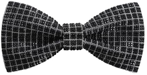 HOULIFE Strass-Fliegen für Herren Diamant-Fliege vorgebunden Pailletten-Fliege verstellbare Kristallfliegen für Hochzeit Party Bankett, Weiß schwarz
