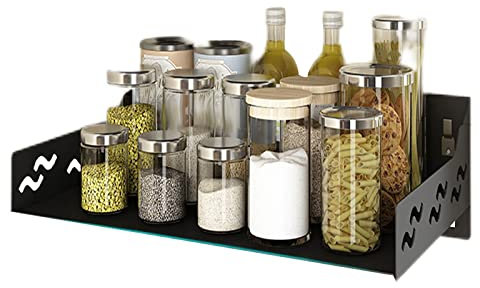 Genérico Soporte De Rejilla para Horno De Microondas De Pared, Rejilla De Almacenamiento para Horno De Microondas, Soporte De Rejilla para Horno De Aleación De Aluminio Negro, Rejilla De Co
