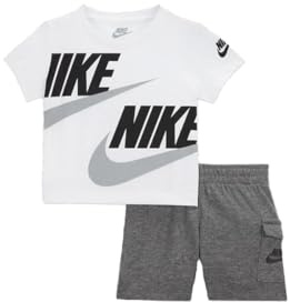 Nike Unisex Kinder 86J213-GEH_2-3Y B NSW HBR Cargo FT Short Set, Carbon Heather, 2 anni