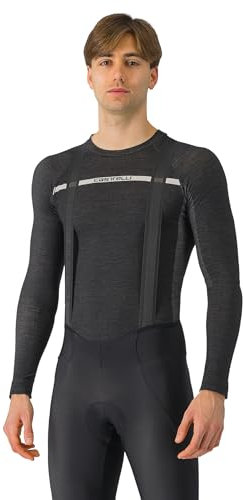 Castelli Herren Merino Seamless Baselayer, Langarm Merinowolle für Rennrad & Gravel Biking, Schwarz, S/M