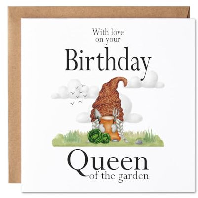 Maise & Rose Gardening Birthday Card For Women | Garden Gnome Birthday Card For Her | Gardener Birthday Card For Friend | Gardening Queen | P22