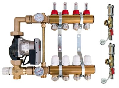 Heating-Install Festwertregelset Fußbodenheizung Heizkreisverteiler 6 Kreise Mischgruppe Temperaturregeleinheit Heizungsverteiler Energieeffiziente WILO Umwälzpumpe Mischventil Entlüftungsgruppe