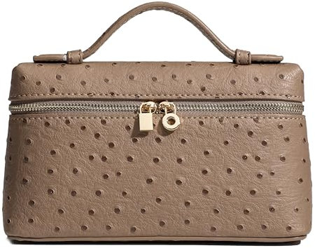 Rejolly Umhängetasche für Damen, kleine Tasche, Top-Griff, Ledertasche, Designer-Umhängetasche, ruhig, luxuriös, trendig, Straußen-Elefantengrau (goldfarbene Hardware)