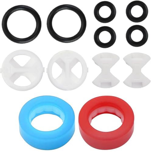 12pcs Tap Valve Cartridge Replacement Kit, Tap Washers for Mixer Taps Set with Ceramic Discs 1/2 Turn Silicone O Ring Gaskets Washers for Kitchen Sink Leaking Tap Repair