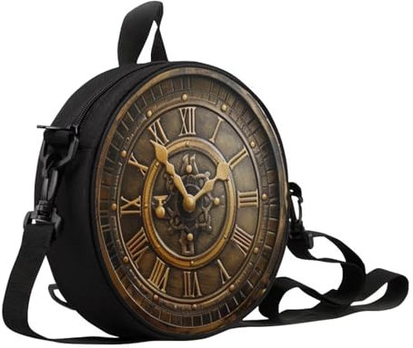 Sannovo Damen-Handtasche mit rundem Uhr-Design, mit Reißverschluss, Handtasche, Schultertasche, Geschenk für Mutter, Freundin, Einheitsgröße